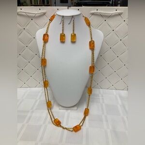 Necklace set, orange beads ❤️